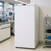 Nuline HR600P Pharmacy Fridge Solid Door Closed Standing on Laboratory Floor Against Wall Angled Left Front View