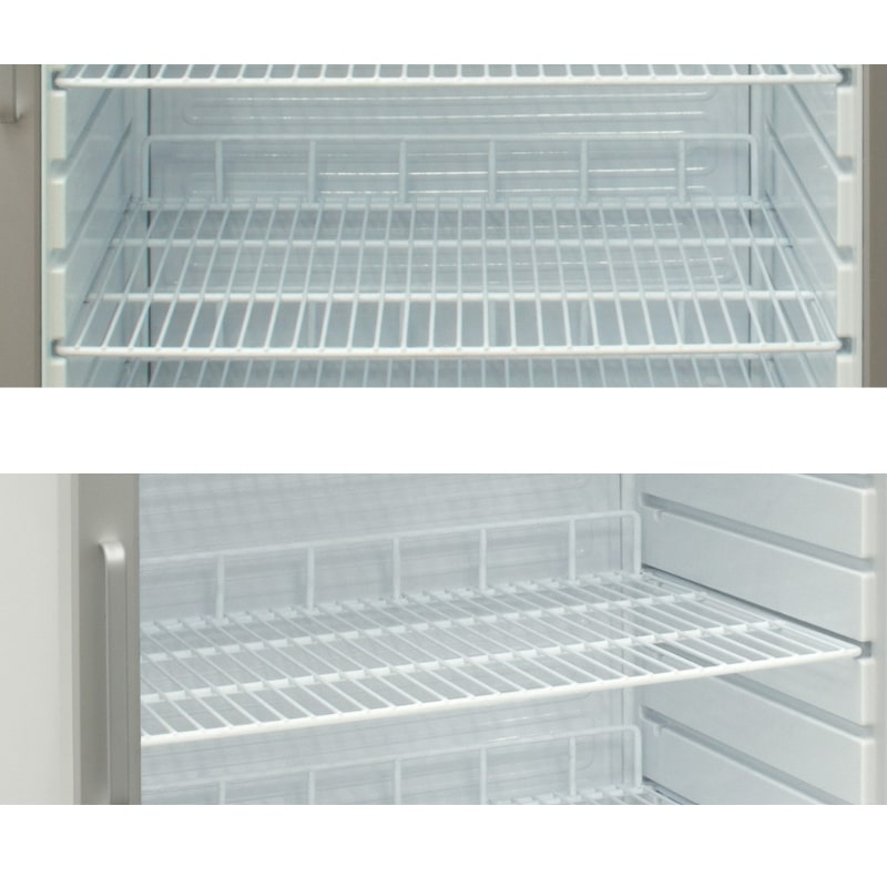 Nuline HR600 Pharmacy Refrigerator Additional Shelves Front and Top Angled View