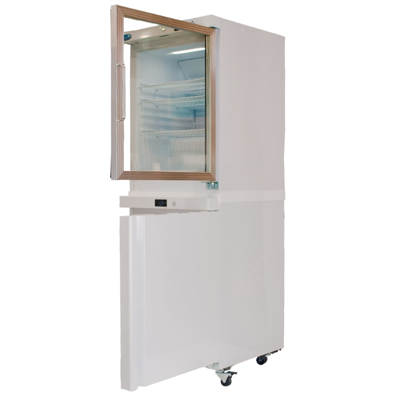 Nuline HRFB400-2T Breast Milk Combination Fridge Freezer Angled Left Front Open View