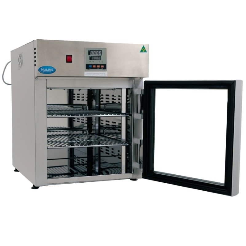 Nuline Li100 Laboratory Incubator Glass Door Open Angled Right View