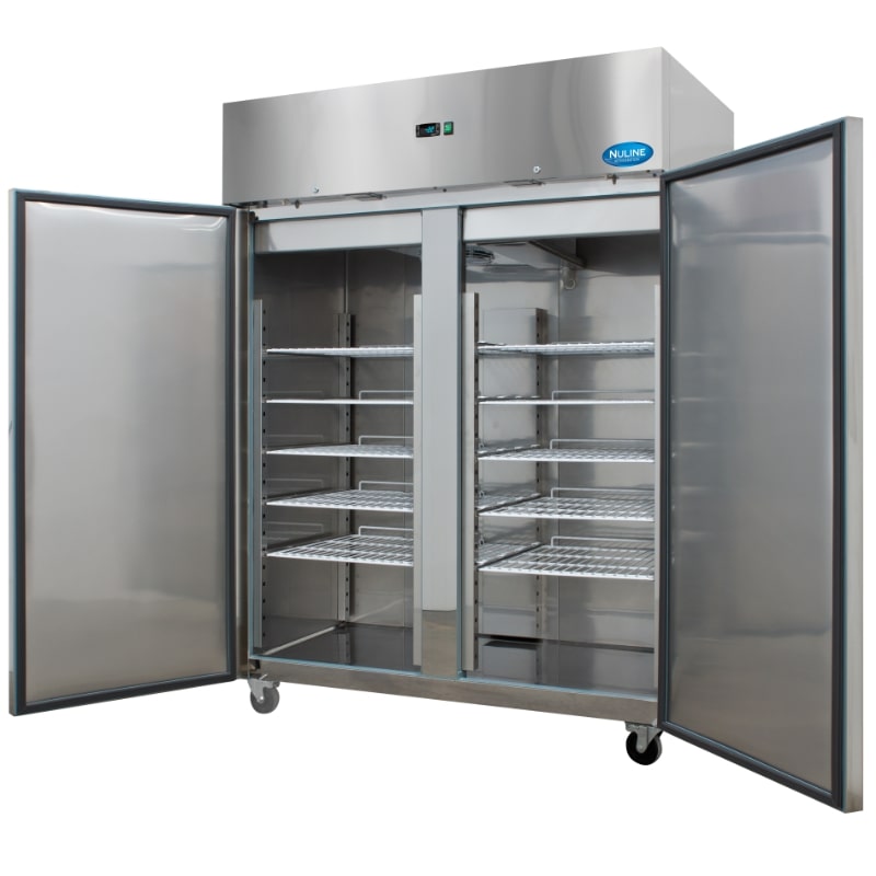 Nuline MF140BT Laboratory Freezer Solid Door Two Doors Open Angled Left View