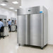 Nuline MF140BT Laboratory Freezer with Solid Door Closed Standing Against Laboratory Wall Angled Left View