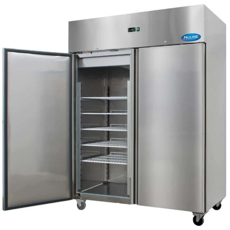 Nuline MF140TN Lab Fridge Solid Doors One Open Angled Left View