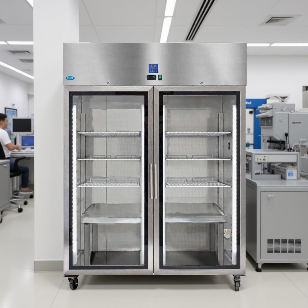 Nuline MFi10TNG Chromatography Refrigerator Incubator Full Shelf Closed Door Standing Against laboratory Wall  Front