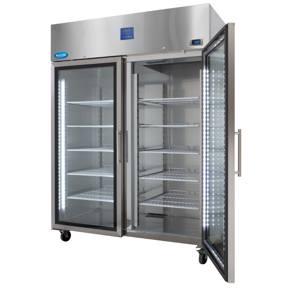 Nuline MFi140TNG Refrigerator Incubator Glass Doors One Open Angled Left Front View