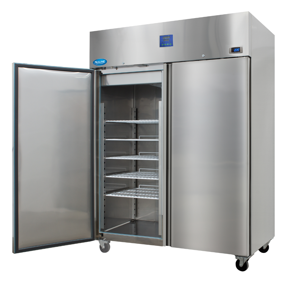 Nuline MFi140TN Refrigerator Incubator Solid Doors One Open Angled Left Front View