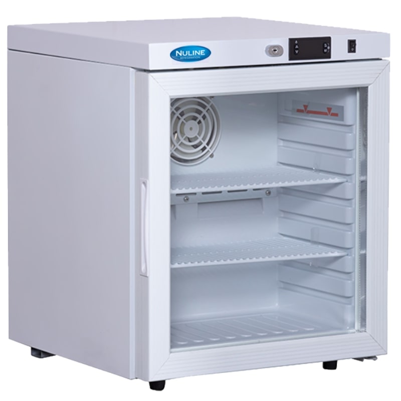 Nuline ML29GP Vaccine Refrigerator Glass Closed Angled Right Front View