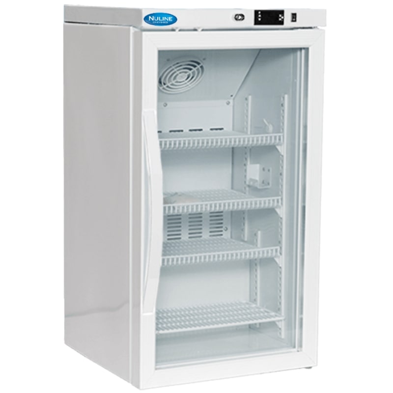 Nuline ML59GP Vaccine Refrigerator Glass Door Closed Angled Right Front View