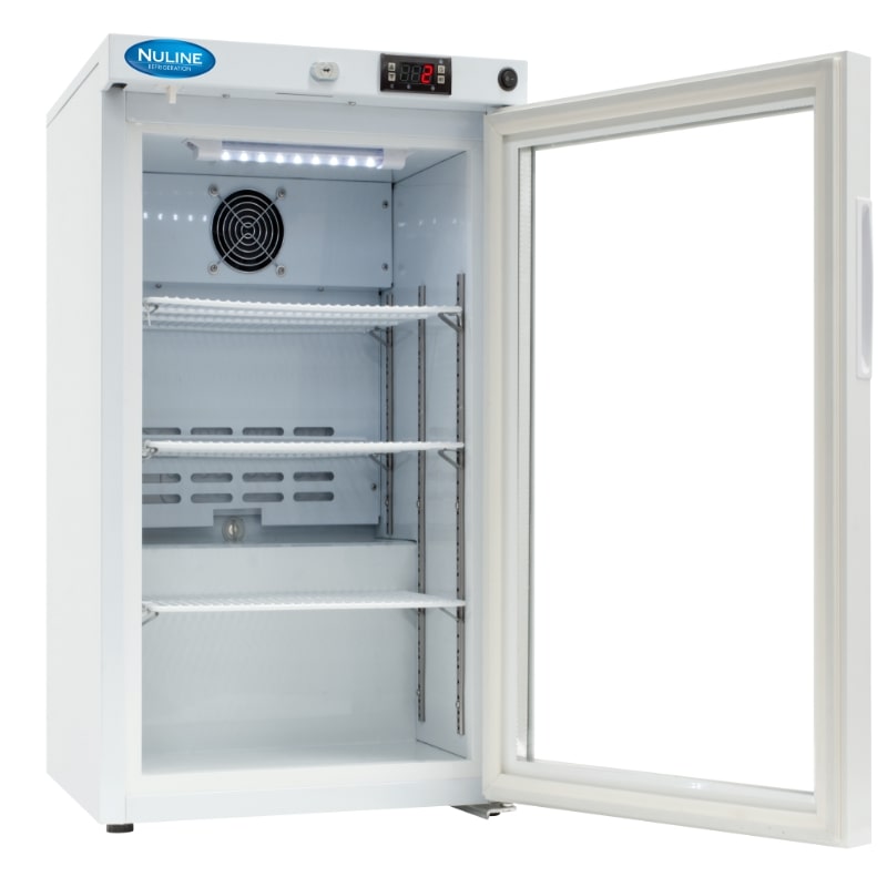 Nuline MLB59 Breast Milk Refrigerator Glass Door Opened Angled Right Front View