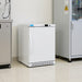 Nuline MLS125P Static Refrigerator with Solid Door Closed Standing Against Laboratory Wall Angled Right Front View