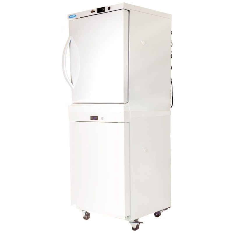 Nuline MLSHF400-2T Static Combination Fridge Freezer Solid Door Angled Left Front Clos
