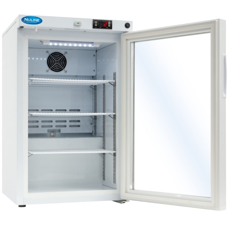 Nuline MLi59 Refrigerator Incubator Glass Door Open Angled Right Front View