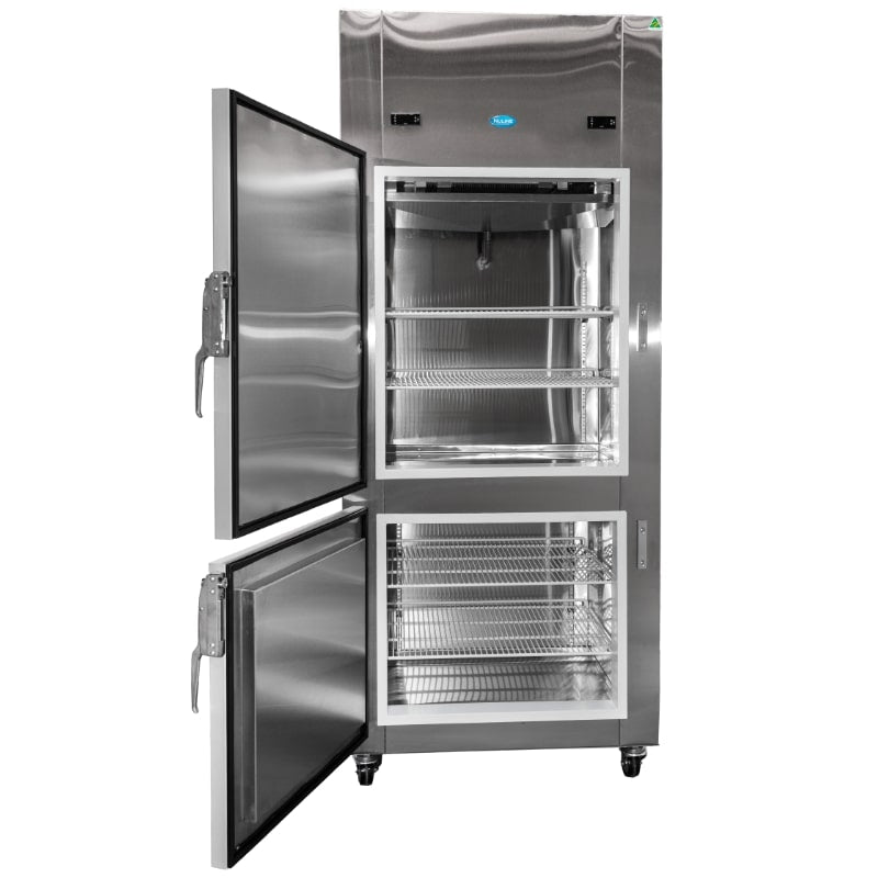 Nuline NDT700 Refrigerator & Freezer Solid Doors Open Front View