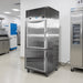 Nuline NDT700 Refrigerator & Freezer with Solid Doors Closed Standing Against Laboratory Wall Angled Left View