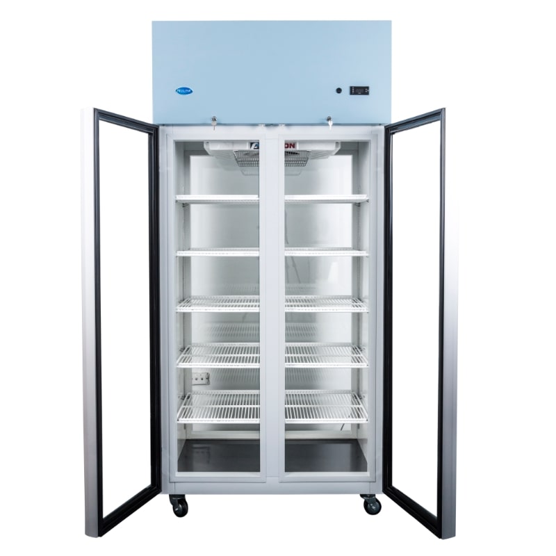 Nuline NLM1000-4 Passthrough Lab Fridge Doors Open Front View