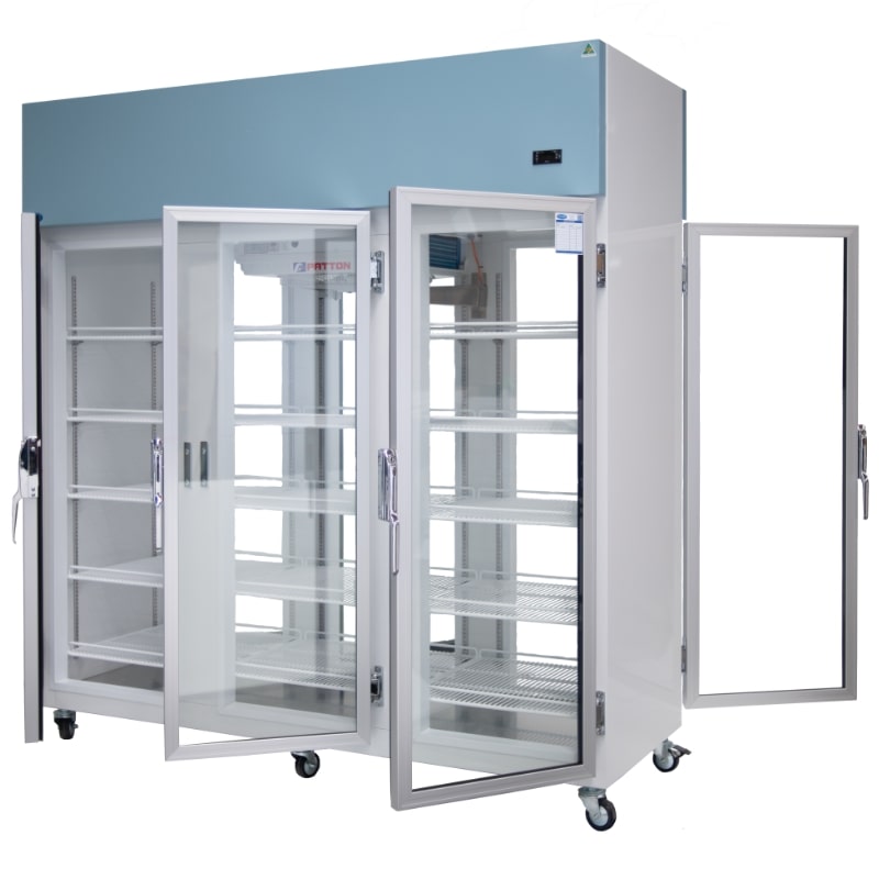Nuline NLM1614-6 Passthrough Lab Fridge Open Angled Left View