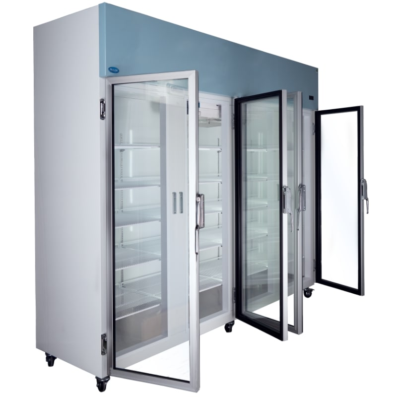 Nuline NLM2170-4 Laboratory Refrigerator Glass Door Open Angled Left View