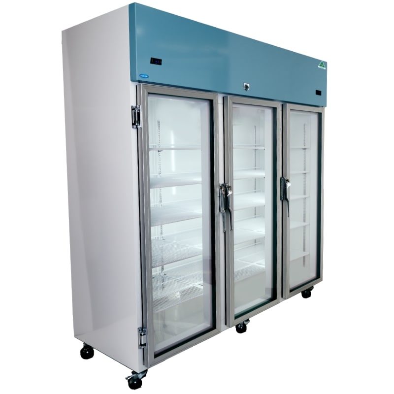 Nuline NLMDR1614 Dual Lab Fridge Glass Close Angle