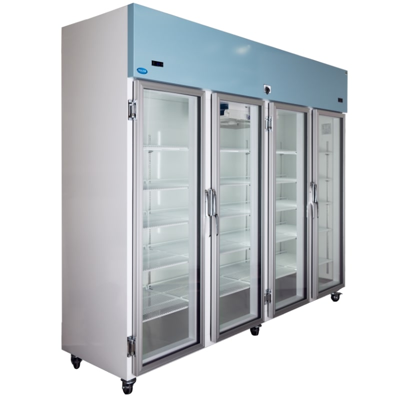 Nuline NLMDR2170 Dual Lab Fridge Glass Close Angle