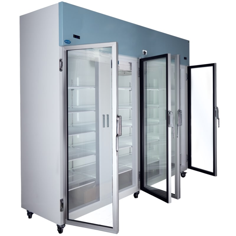 Nuline NLMDR2170 Dual Lab Fridge Glass Open Angle