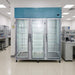 Nuline NLMS1614-3 Spark Safe Laboratory Refrigerator with Glass Doors Standing Against Laboratory Wall Closed Front View