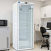 Nuline PR350 Pharmacy Refrigerator Glass Door Closed Standing on Laboratory Floor Angled Right Front View