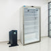 Nuline UPS next to Nuline HR600 Pharmacy Refrigerator Angled Right Front View