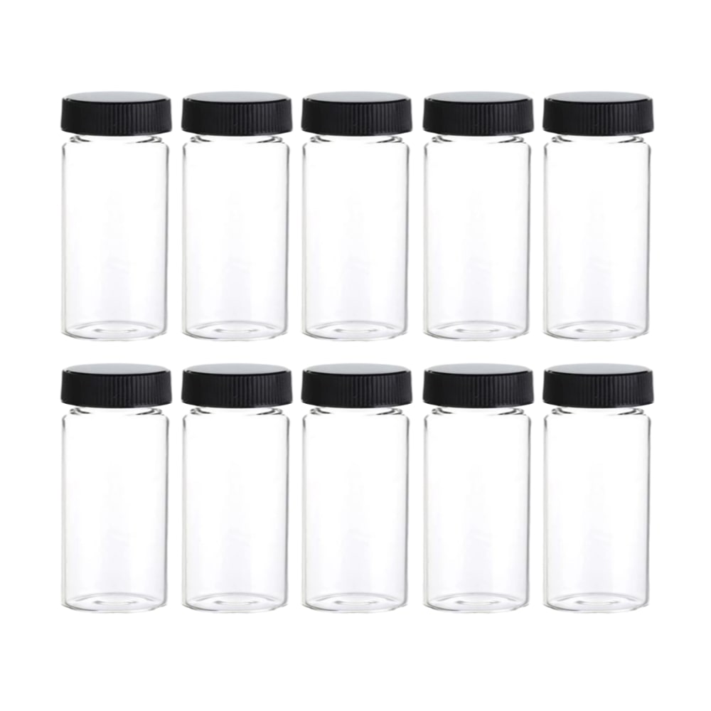 Ohaus AP30TUR Empty 25mm Diameter Replacement Vials 2 pk of 5 x 25ml Sitting on Flat Surface Side by Side Front View