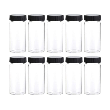 Ohaus AP30TUR Empty 25mm Diameter Replacement Vials 2 pk of 5 x 25ml Sitting on Flat Surface Side by Side Front View