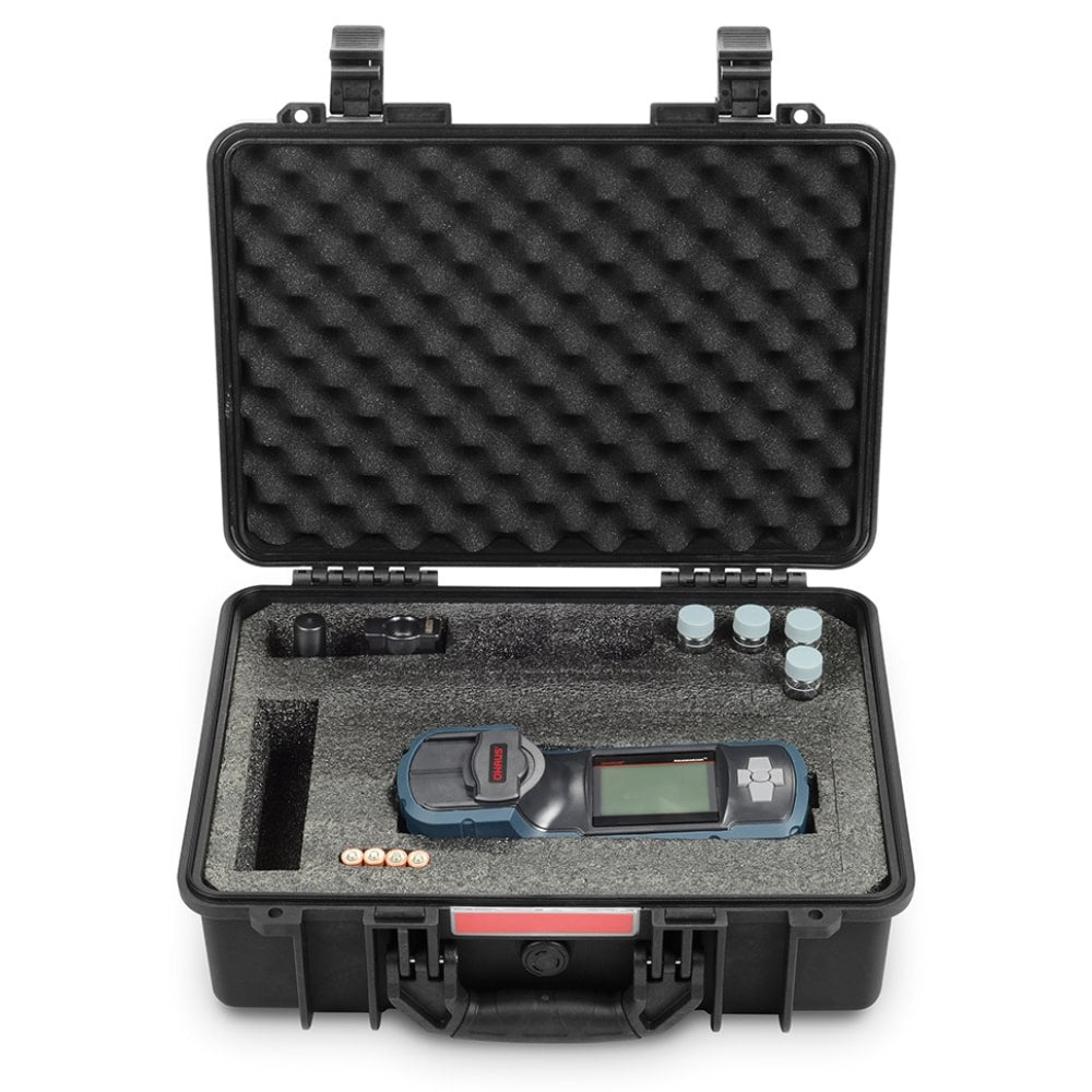 Ohaus Aquasearcher AP50MM-F Colorimeter Kit with Carry Case Opened with Full Contents in View Sitting on Flat Surface Top Front View
