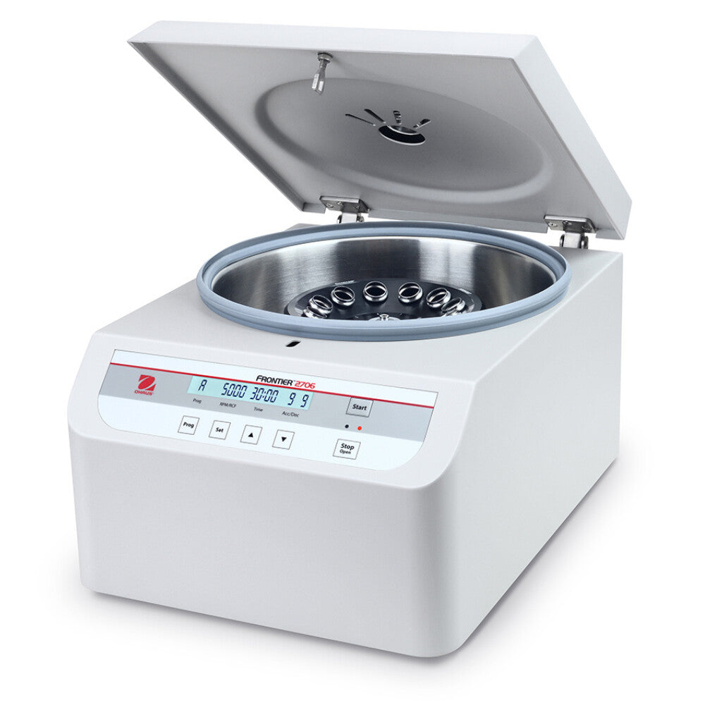 Ohaus Frontier 2000 Series FC2706 Micro Centrifuge Open Lid Angled Left Front View