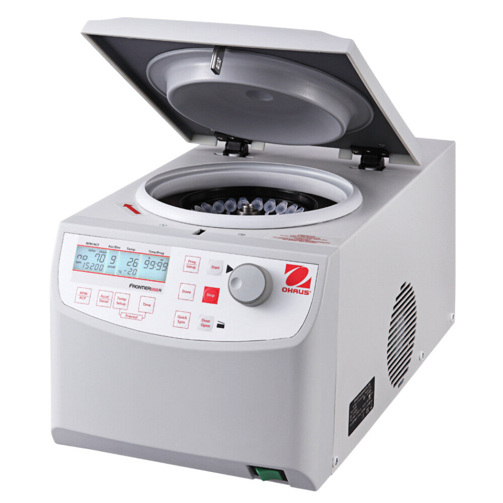 Ohaus Frontier 5000 Series FC5515R Micro Centrifuge Open Lid Angled Left Front View