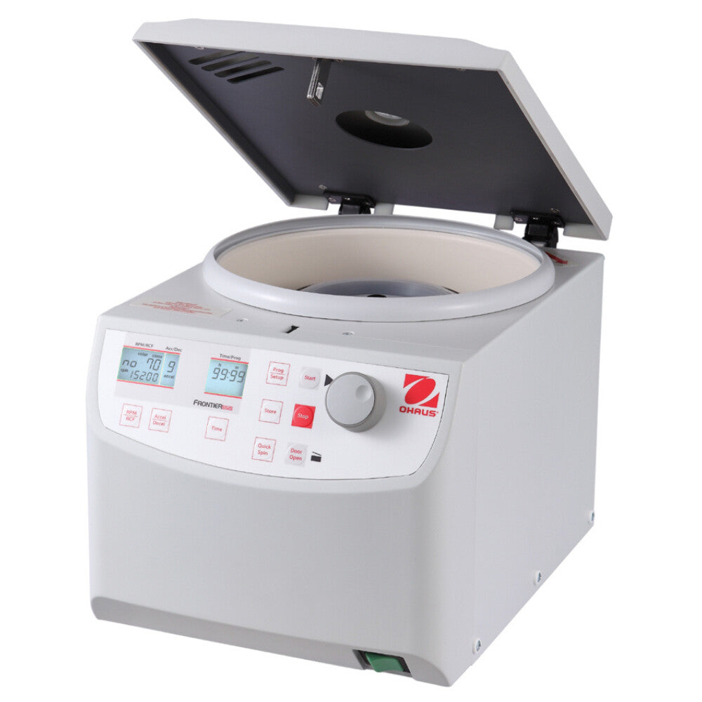 Ohaus Frontier 5000 Series FC5515 Micro Centrifuge Open Lid Angled Left Top Front View
