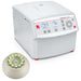 Ohaus Frontier 5000 Series FC5706P Multi Centrifuge Closed Lid Angled Right Top Front View with R77 Rotor to Left Side
