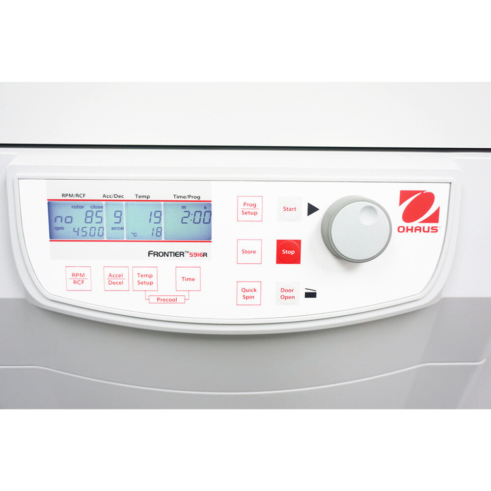 Ohaus Frontier 5000 Series FC5916R Multi Pro Centrifuge Closed Lid Close Up of Control Panel Front View