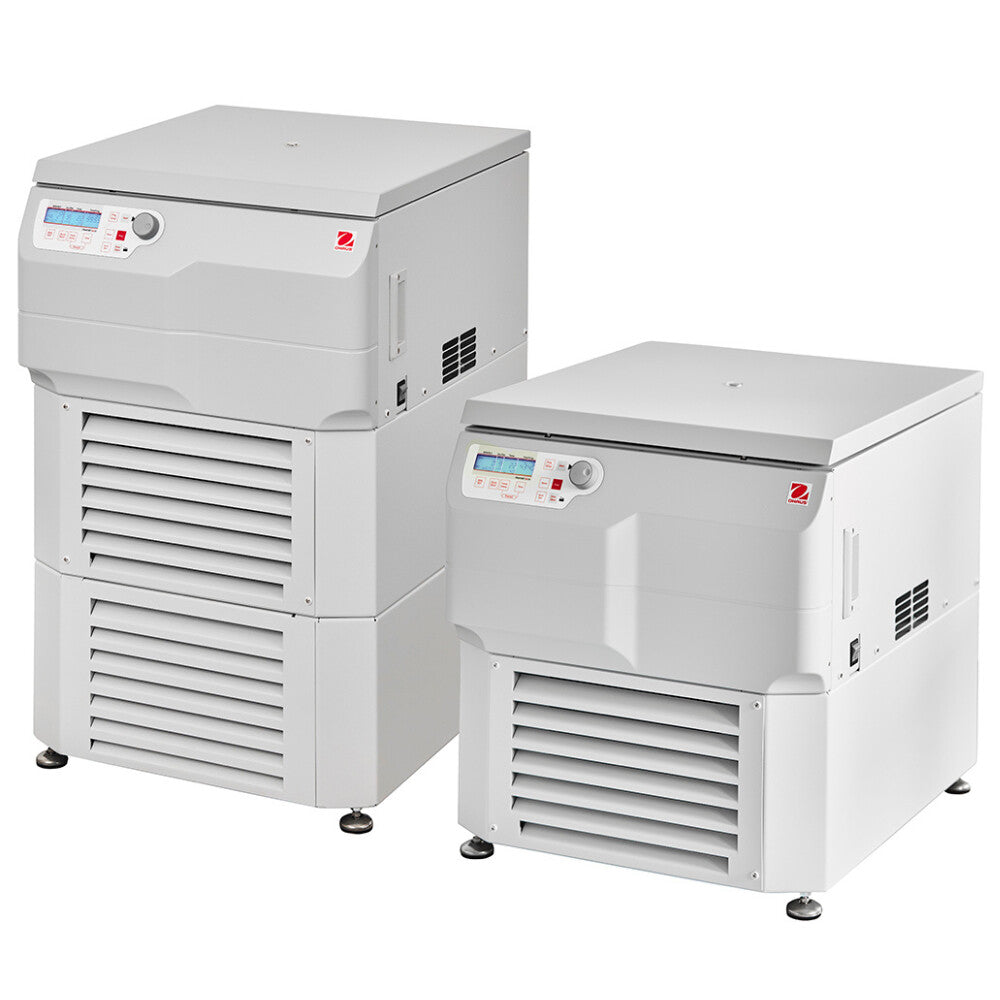 Ohaus Frontier 5000 Series FC5917RF & FC5917RF-Short Multi Pro Centrifuge Side by Side Closed Lid Angled Left Top Front View