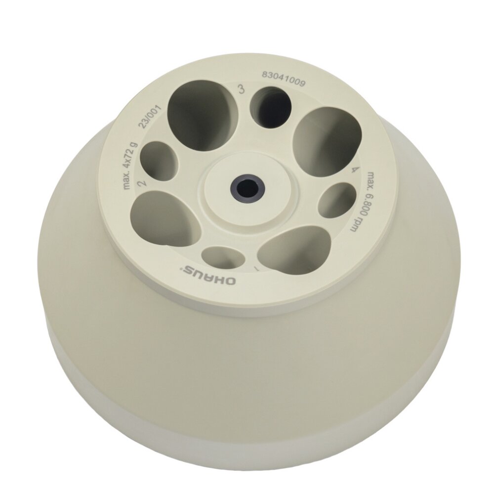 Ohaus Frontier 5000 Series R-A-4X500R15-7M Angle Rotor (R09) to Hold 4x50ml RB-FA or 15ml RB-FA Tubes Top View