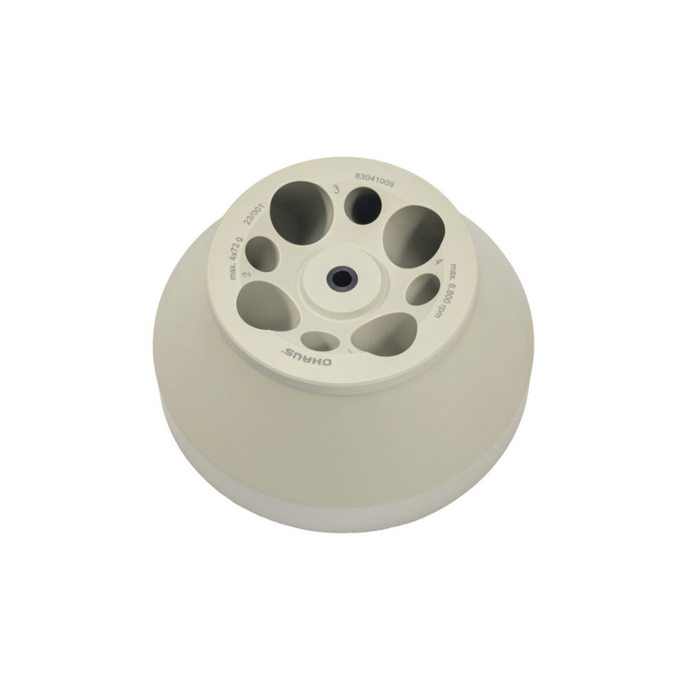 Ohaus Frontier 5000 Series R-A-4X500R15-7M Angle Rotor to Hold 4x50ml RB-FA or 15ml RB-FA Tubes Top View