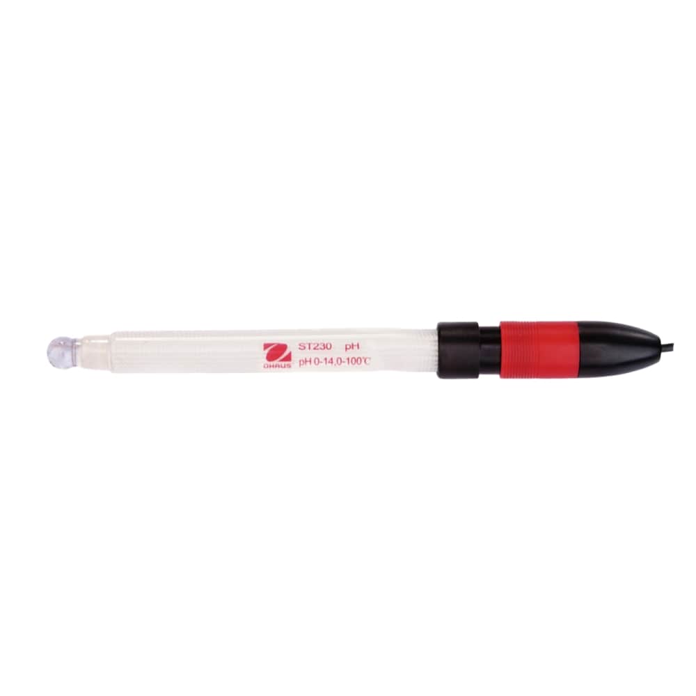 Ohaus Starter ST230 2 in 1 Refillable Glass Shaft pH Electrode on Flat Surface Top Horizontal View