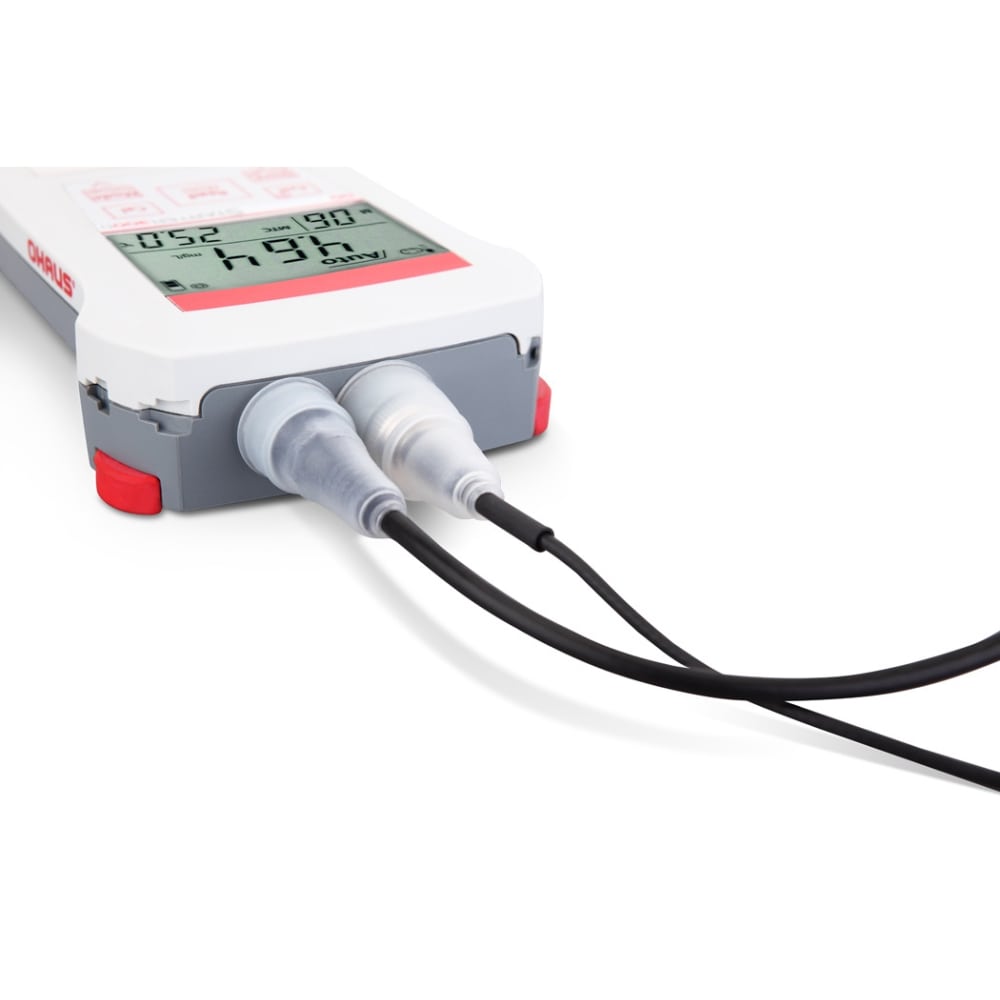 Ohaus Starter ST300D Dissolved Oxygen Portable Meter Showing Probe Cables Attached to Top of Meter Top View