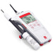 Ohaus Starter ST300D Dissolved Oxygen Portable Meter with Open Stand and STDO11 Probe Attached to Side of Meter Angled Right Front Left Side View