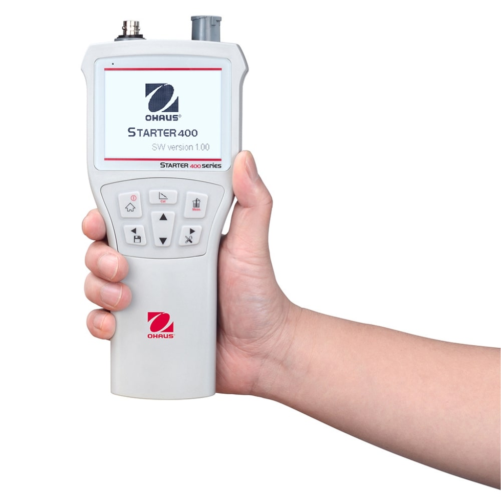 Ohaus Starter ST400 pH Portable Meter Held by Hand Front View