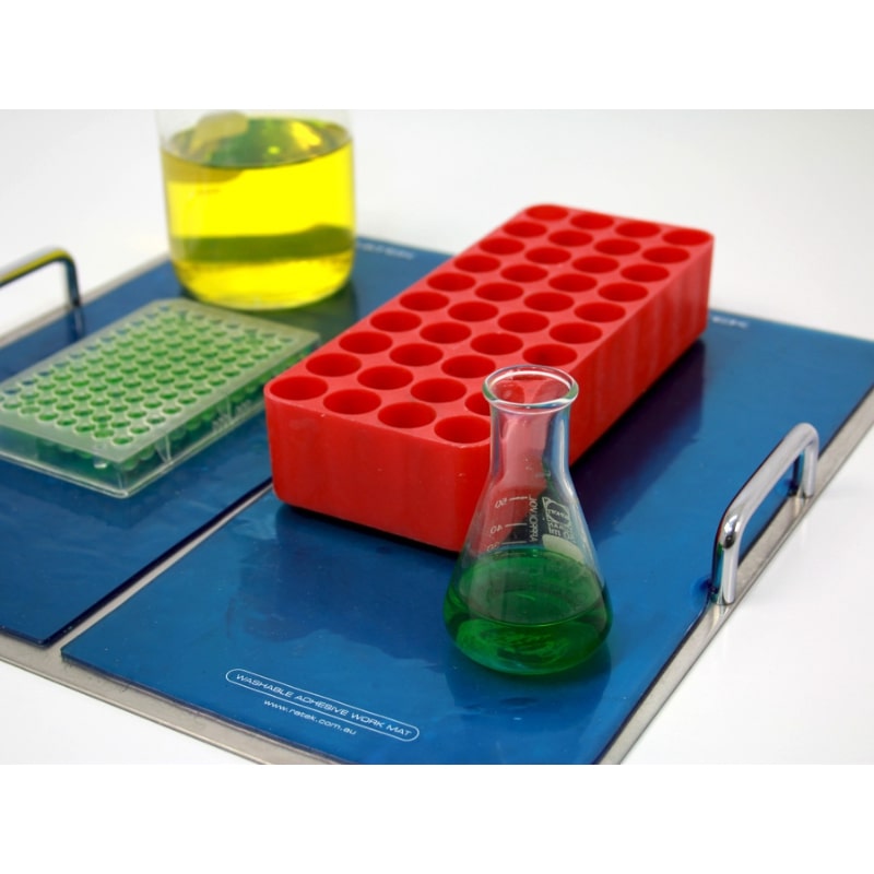 Ratek AT5 Adhesive Mat Tray with Various Items Top Angled View