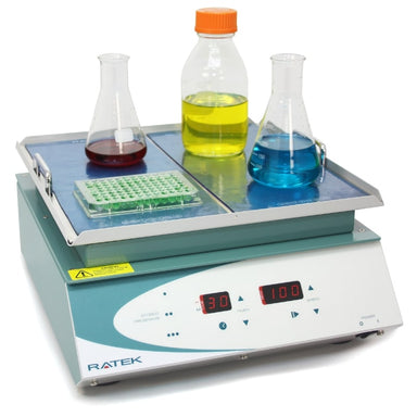 Ratek OM6 Medium Digital Orbital Shaker with Adhesive Tray Front Angled Top View