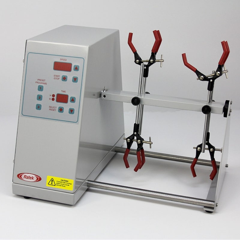 Ratek RM4 Medium Rotary Mixer with 3 Prong Clamp Front Angled View