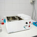 Ratek SWB10D240 Compact Digital Shaking Waterbath sitting on Laboratory Bench Angled Right Front View