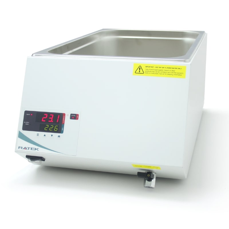 Ratek WB2400D 24 Ltr Un-Circulated Digital Waterbath Front Angled View